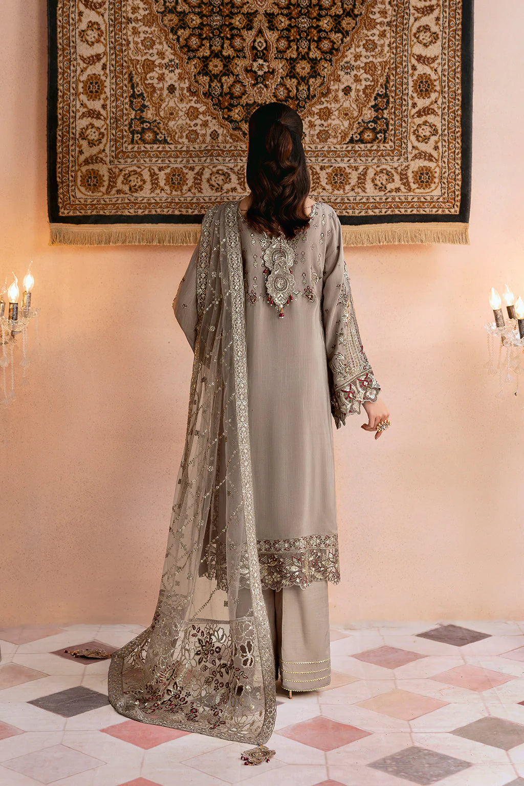 Taupe Mist Embroidered Ensembl