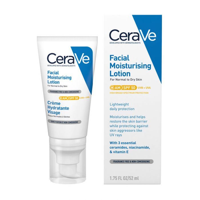 CeraVe AM Facial Moisturising Lotion SPF 50 for Normal to Dry Skin 52ml
