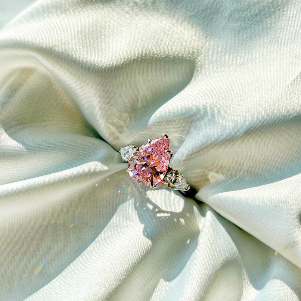 Bella's Sterling Silver Engagement Ring with Pink Cubic Zircon Stone