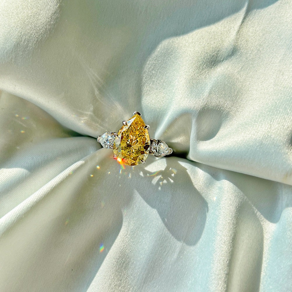 Bella's Sterling Silver Engagement Ring with Yellow Cubic Zircon Stone