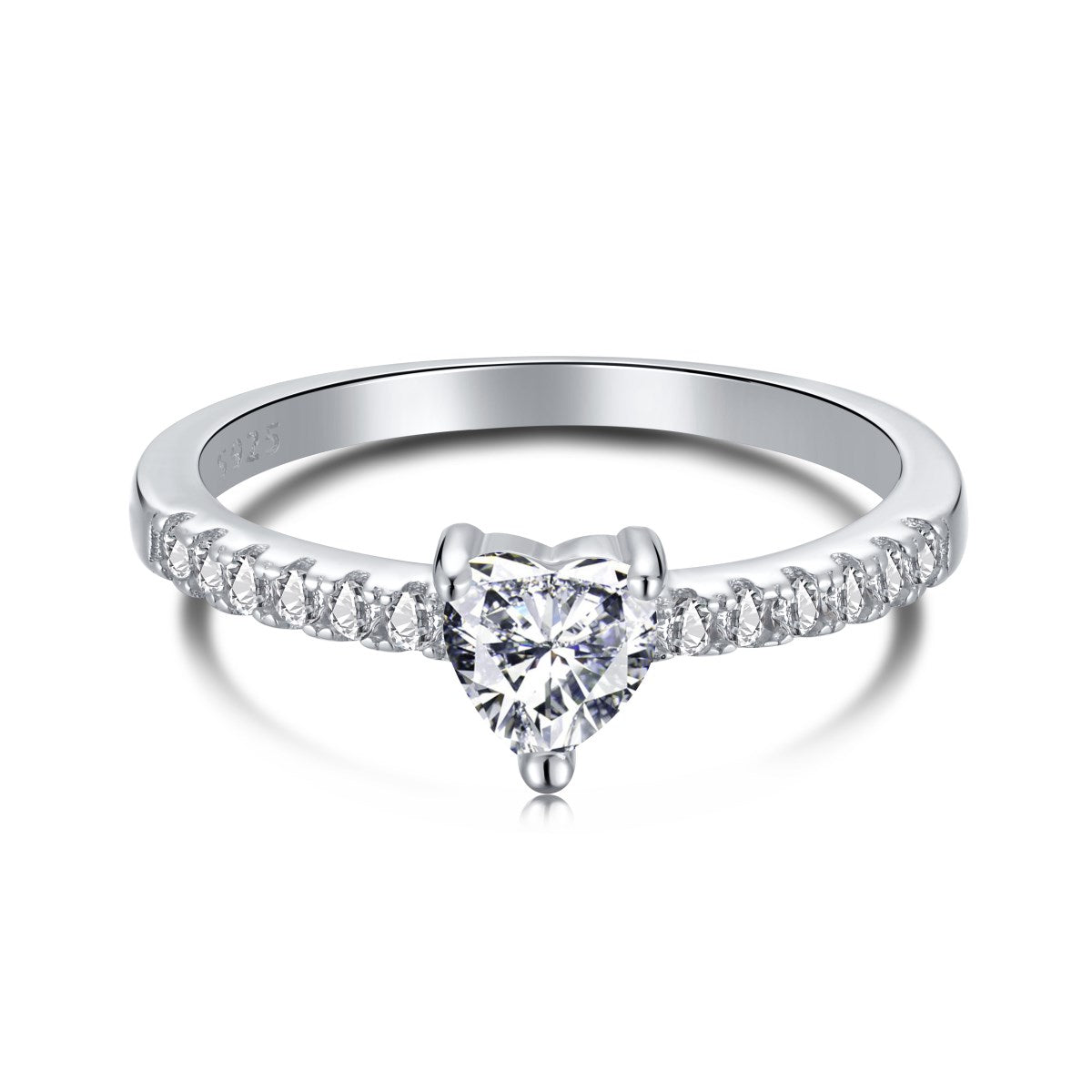 Pink Heart Sterling Silver Cubic Zircon Ring
