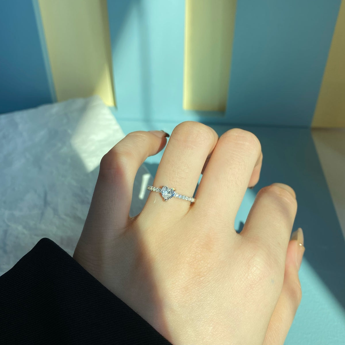 Pink Heart Sterling Silver Cubic Zircon Ring