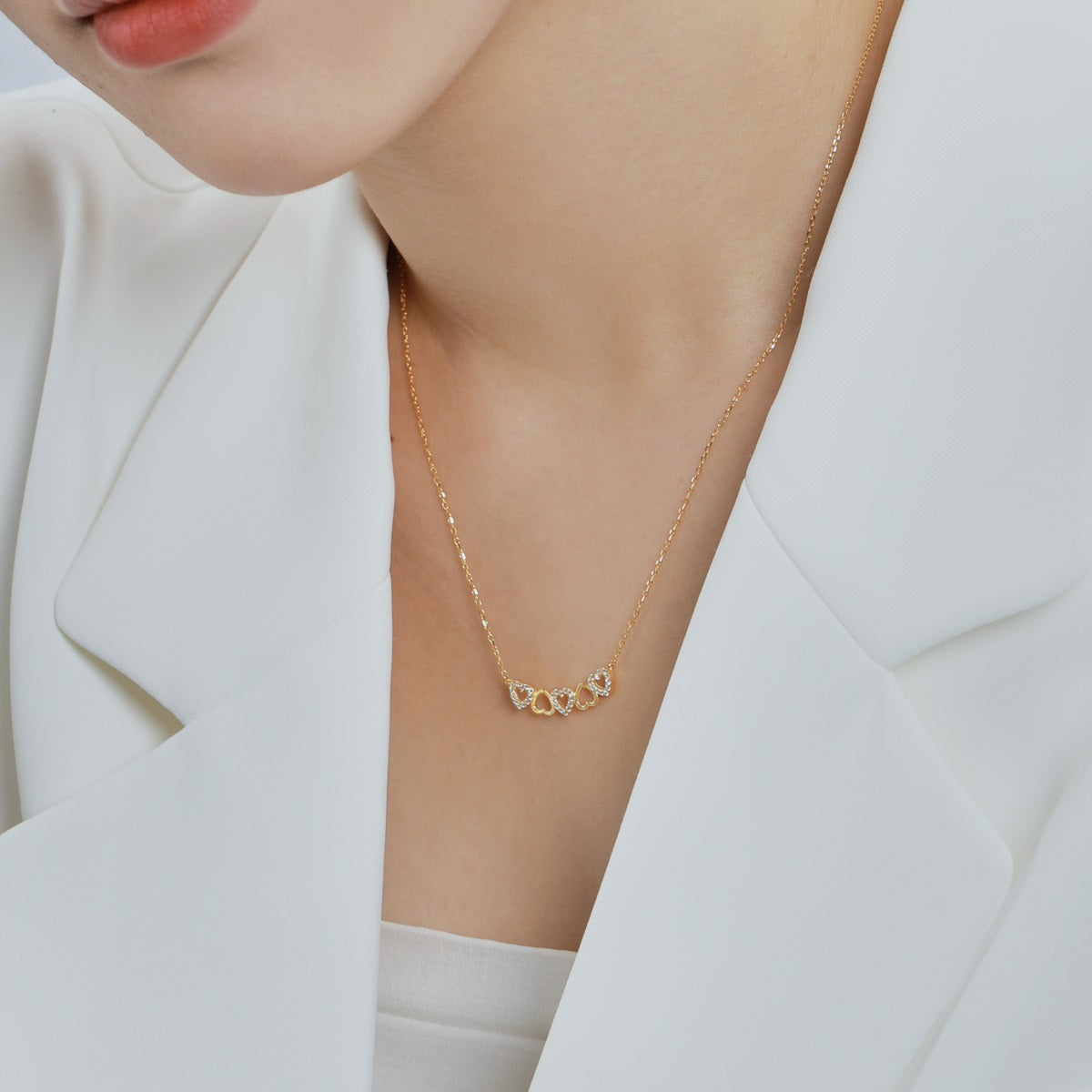 Gold Plated Sterling Silver Four Heart Necklace