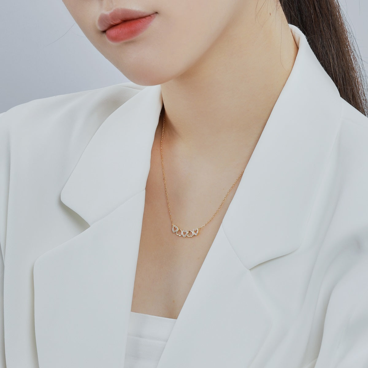 Gold Plated Sterling Silver Four Heart Necklace