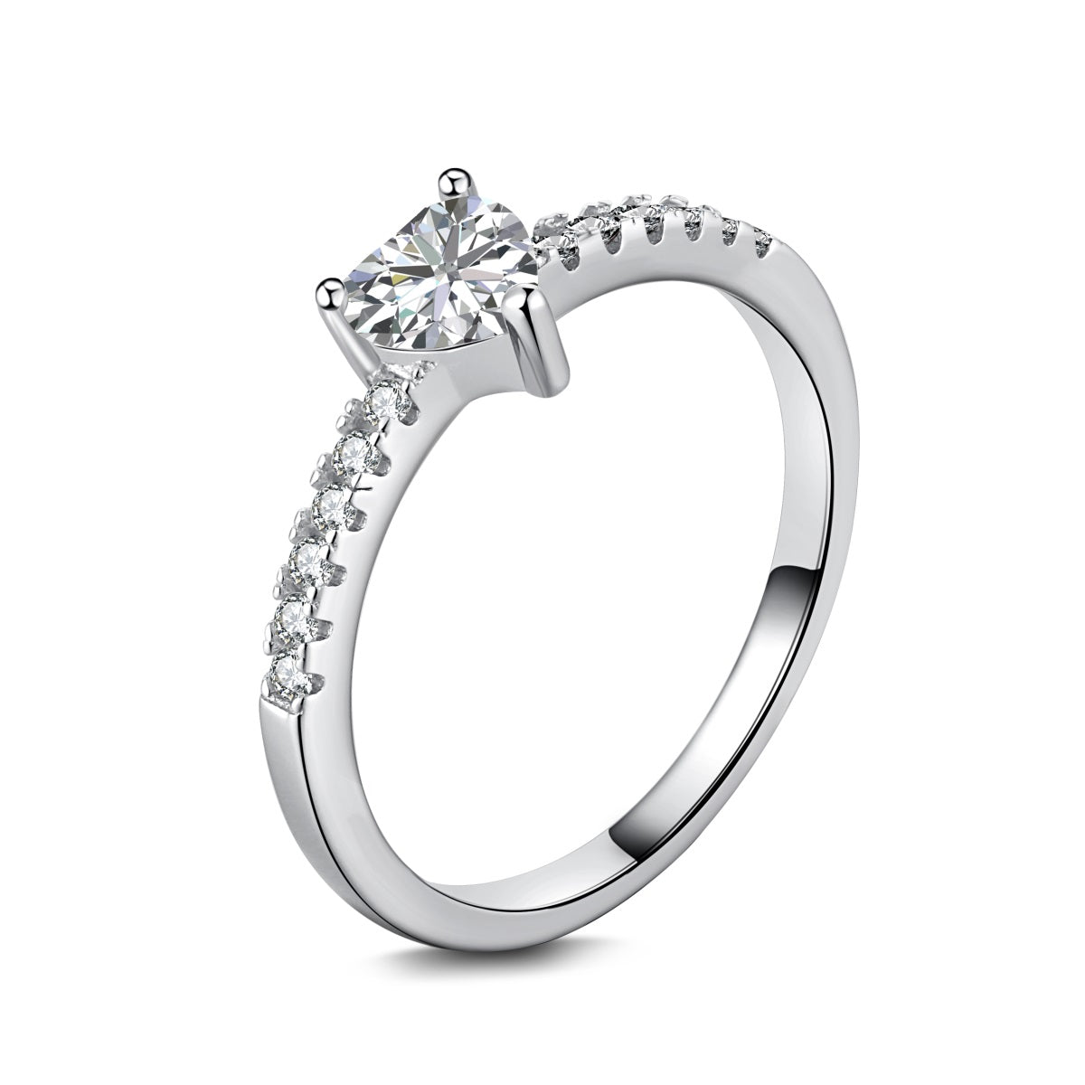 Pink Heart Sterling Silver Cubic Zircon Ring