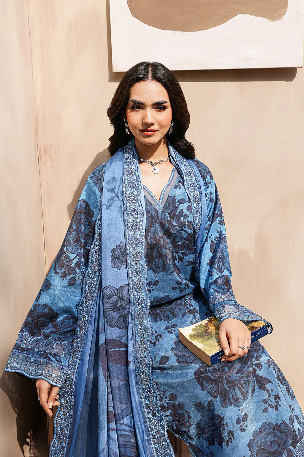 Serene blue floral ensemble