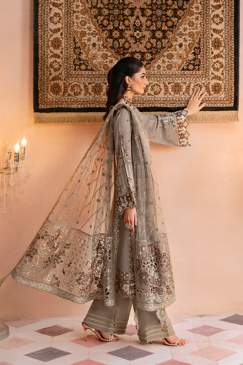 Taupe Mist Embroidered Ensembl