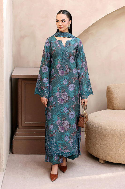 Teal floral embroidered suit