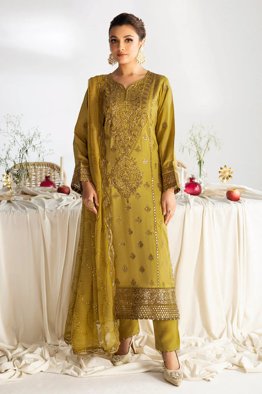Olive Gold Embroidered Ensemble