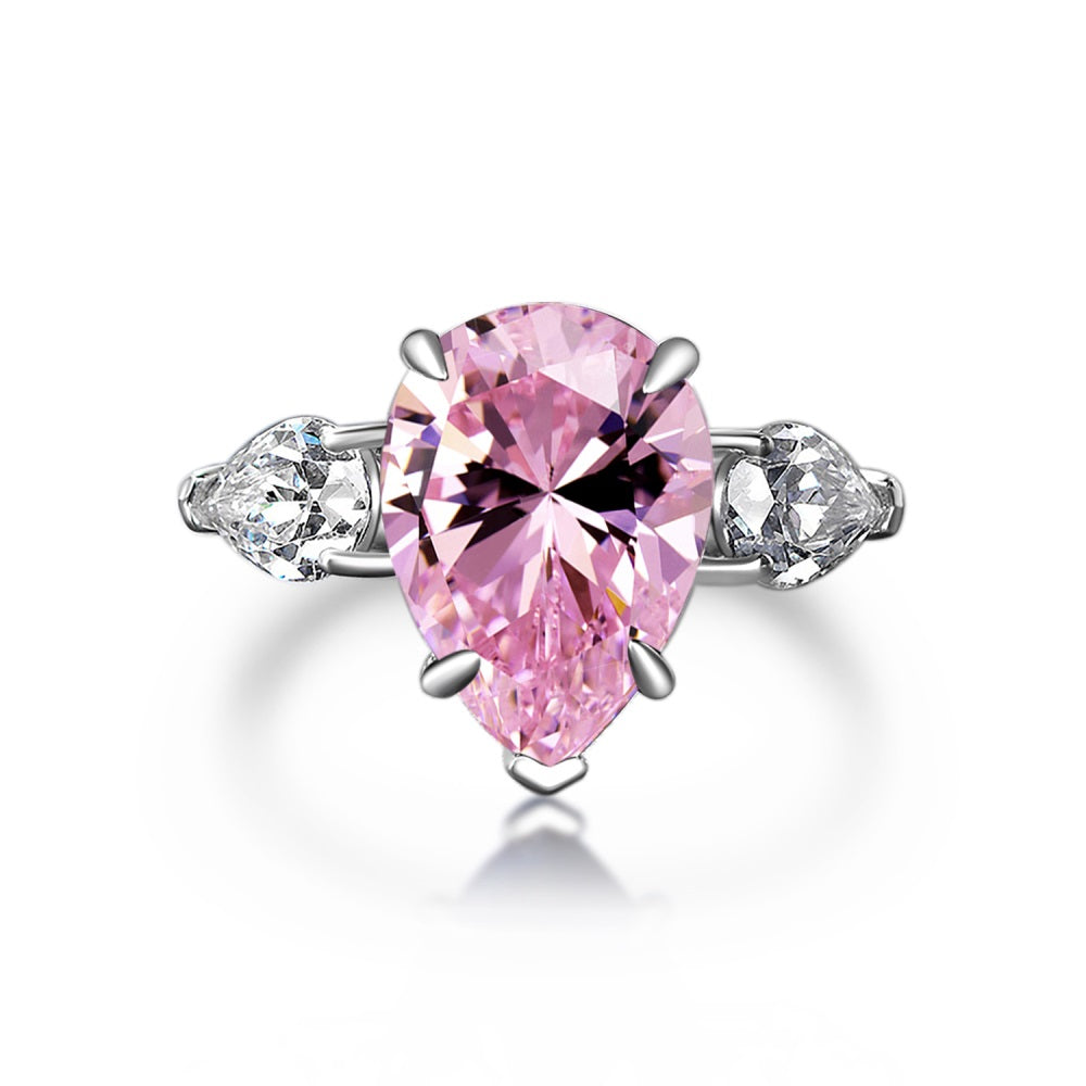 Bella's Sterling Silver Engagement Ring with Pink Cubic Zircon Stone