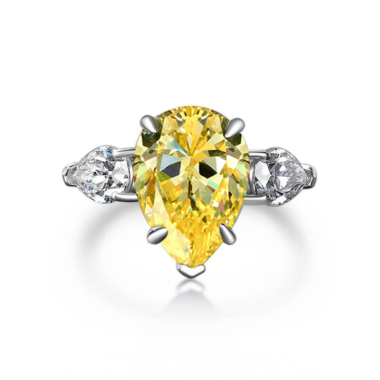Bella's Sterling Silver Engagement Ring with Yellow Cubic Zircon Stone
