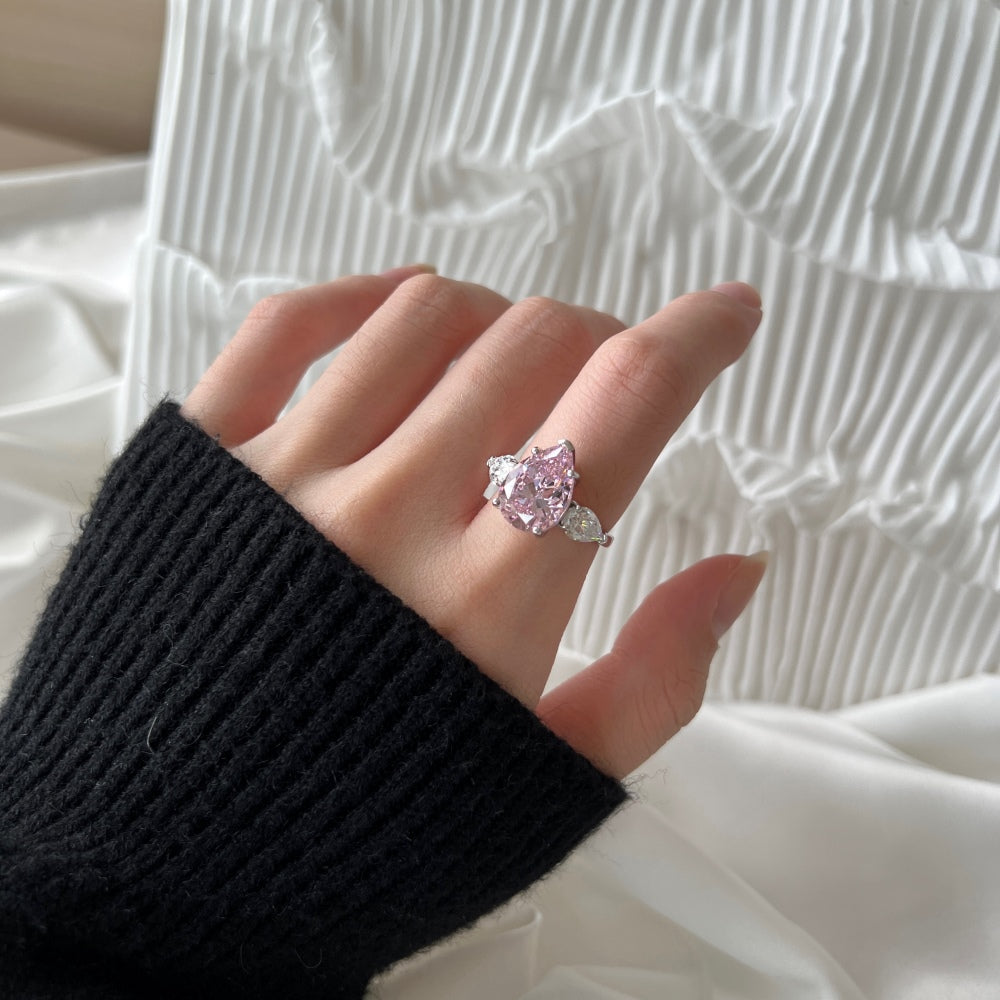 Bella's Sterling Silver Engagement Ring with Pink Cubic Zircon Stone