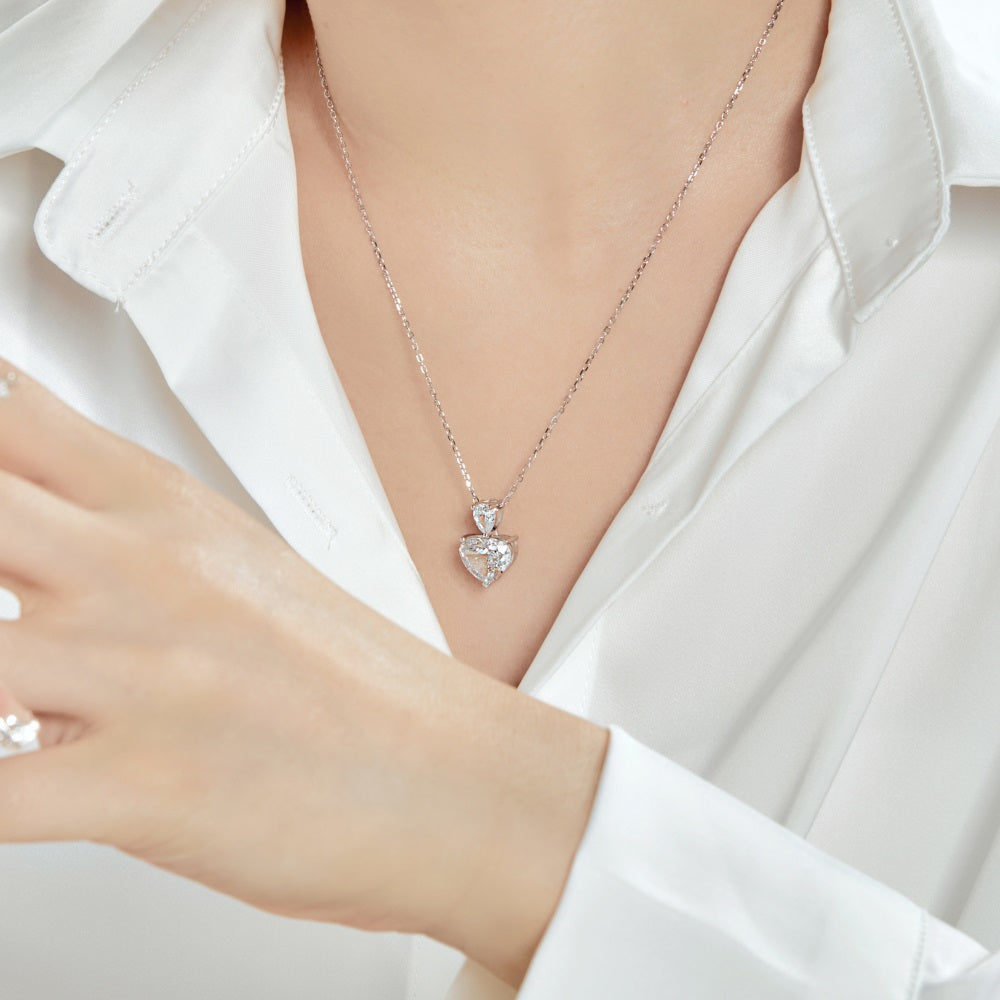 Heart Shaped Sterling Silver White Zircon Ring