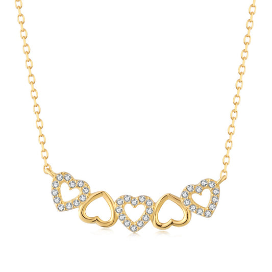 Gold Plated Sterling Silver  Four Heart Necklace